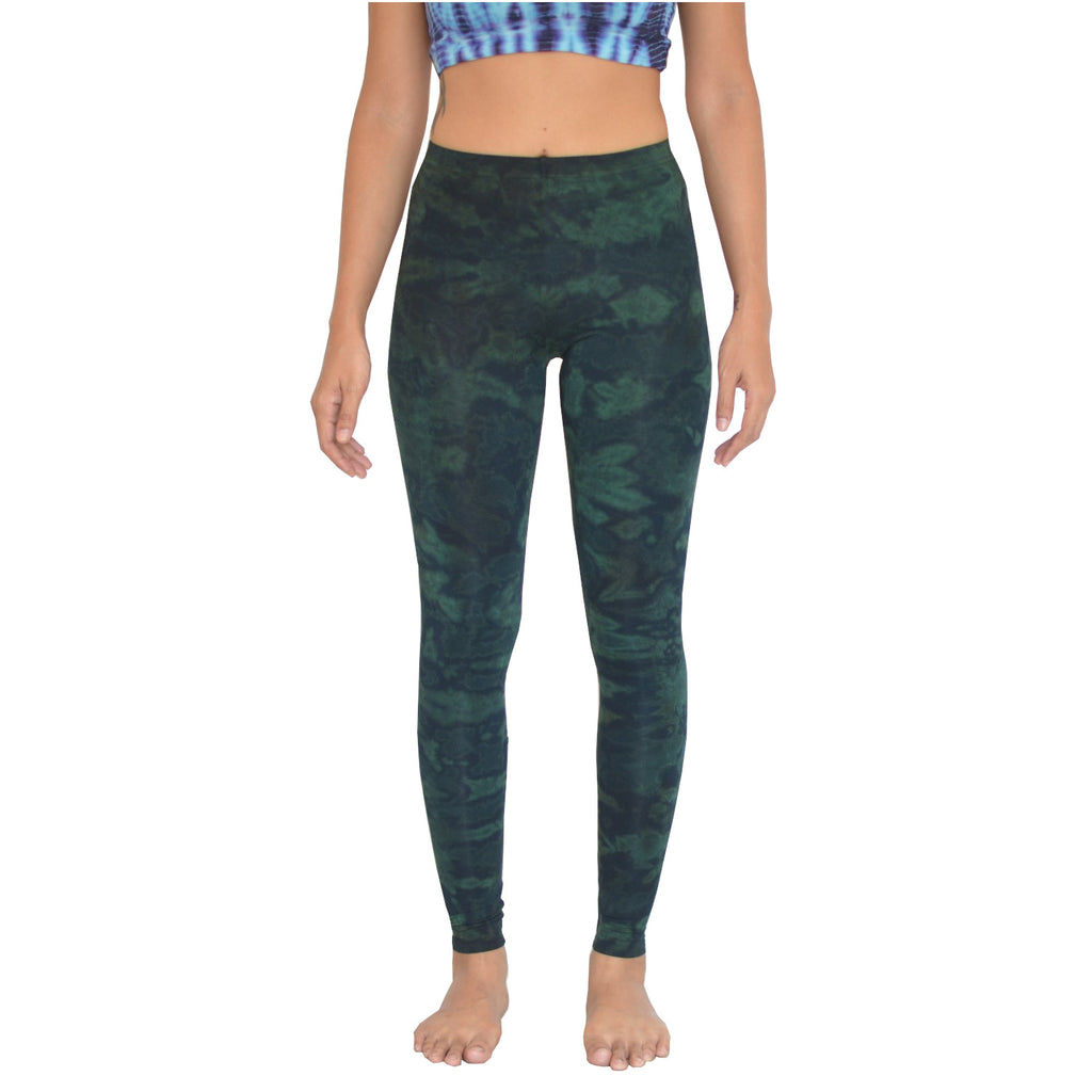 Tie Dye Leggings Yoga Pants Women Men soft and stretchy Deep green