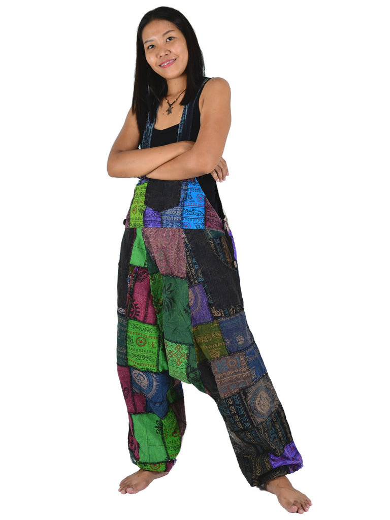 Jumpsuit Dungarees Overall Hippie Style Patchwork Women Men