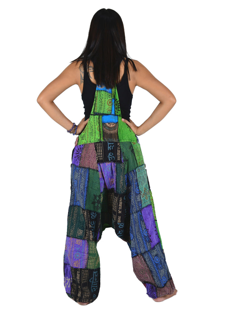 Jumpsuit Dungarees Overall Hippie Style Patchwork Women Men