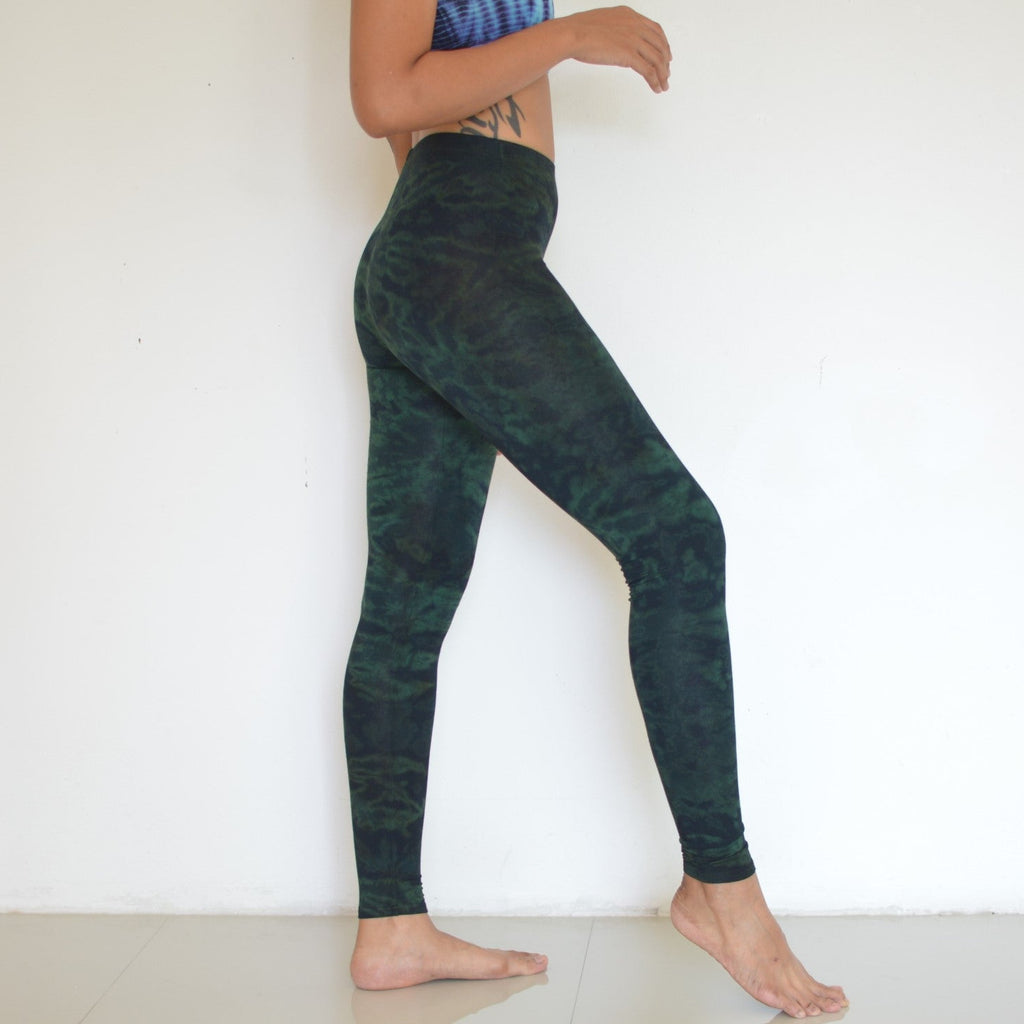 Tie Dye Leggings Yoga Pants Women Men soft and stretchy Deep green