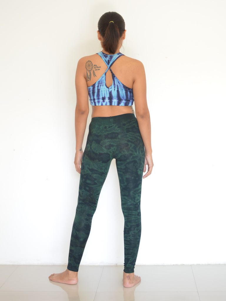 Tie Dye Leggings Yoga Pants Women Men soft and stretchy Deep green