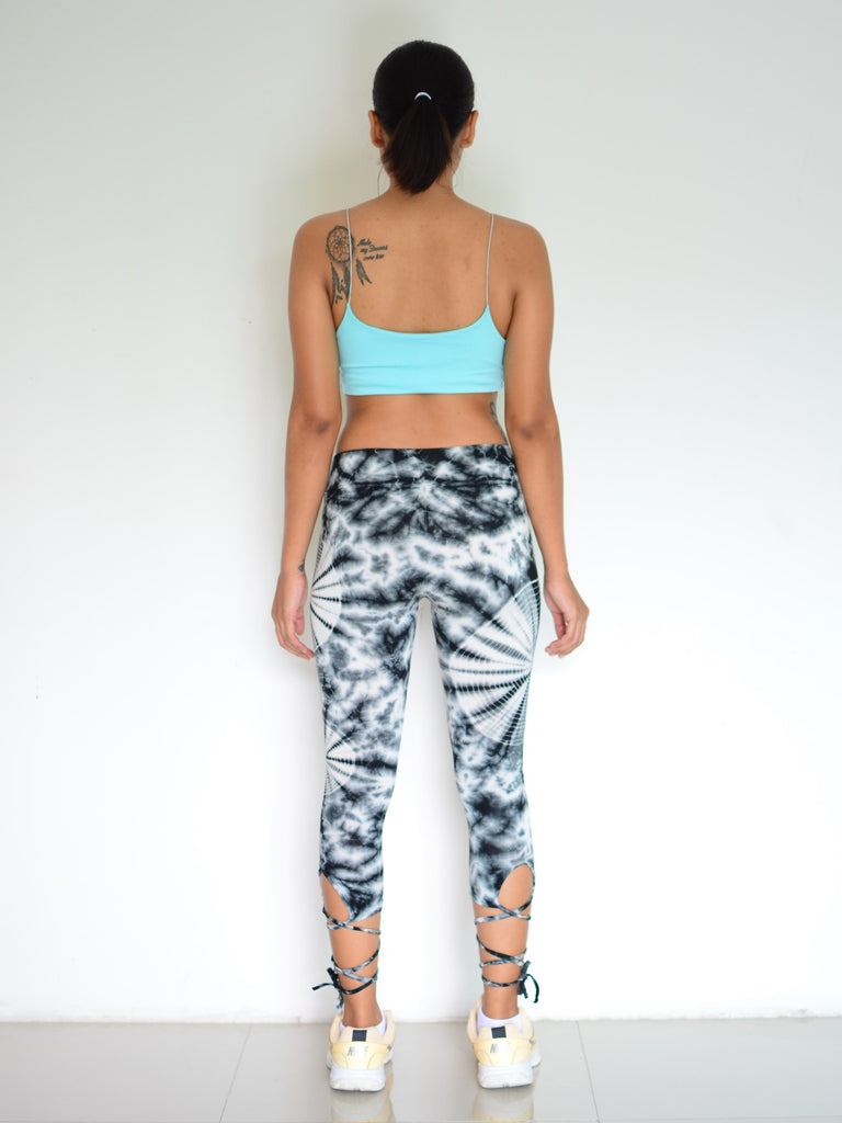 Tie Dye Leggings Capri Yoga Pants Women Men soft and stretchy White