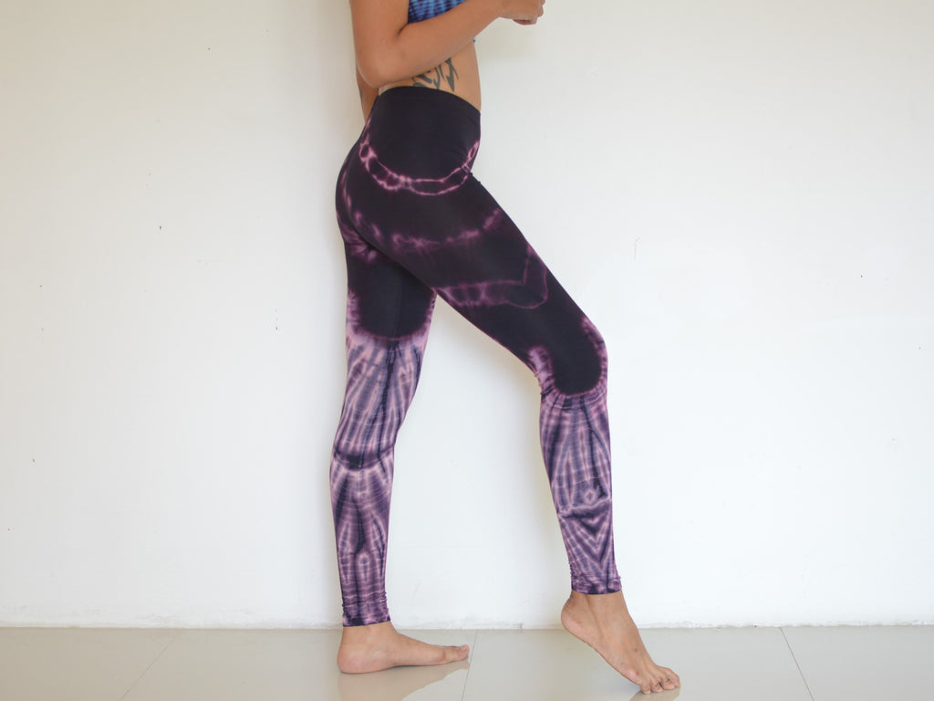 Tie Dye Leggings Yoga Pants Women Men soft and stretchy Purple Red wine