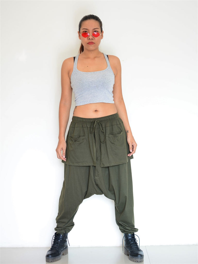 Harem Pants Yoga Pants Men Women Lounge Pants Olive Green