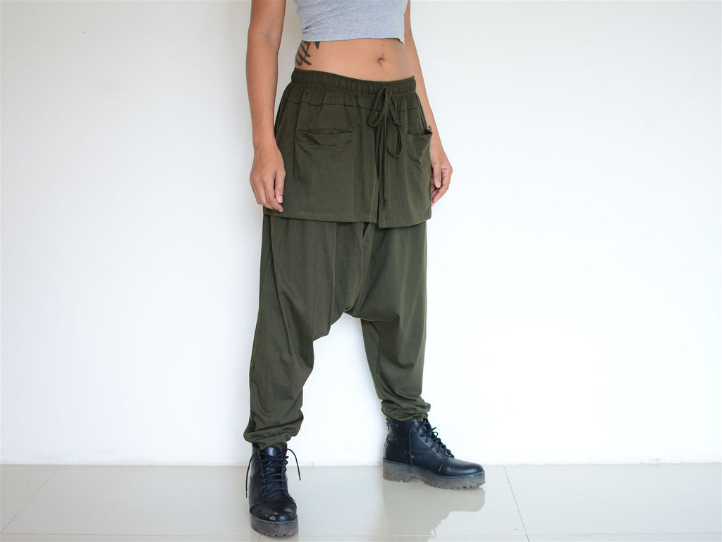 Harem Pants Yoga Pants Men Women Lounge Pants Olive Green