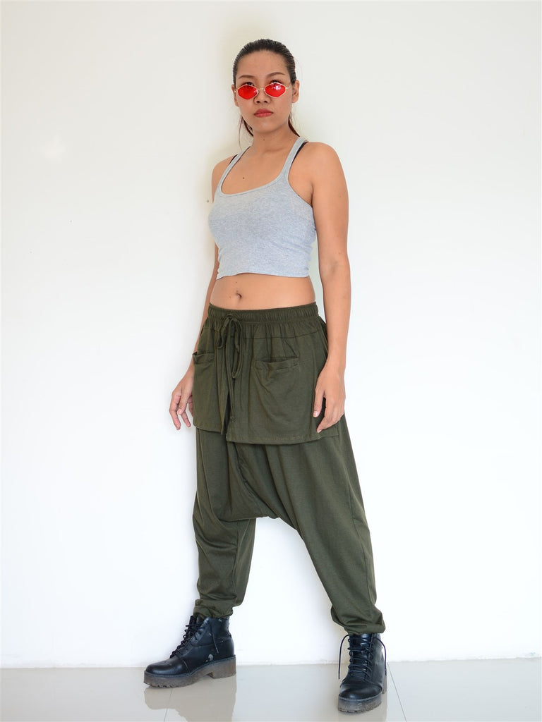 Harem Pants Yoga Pants Men Women Lounge Pants Olive Green