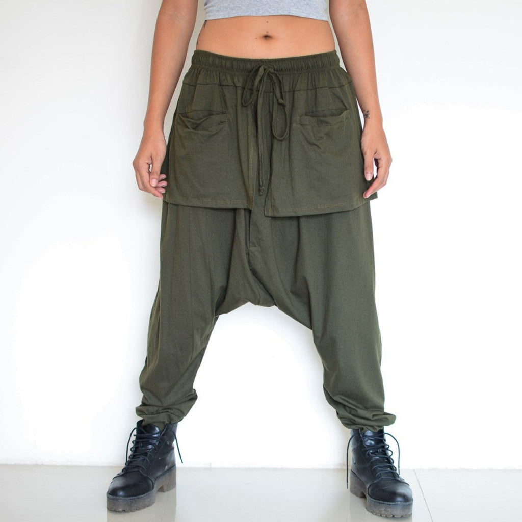 Harem Pants Yoga Pants Men Women Lounge Pants Olive Green