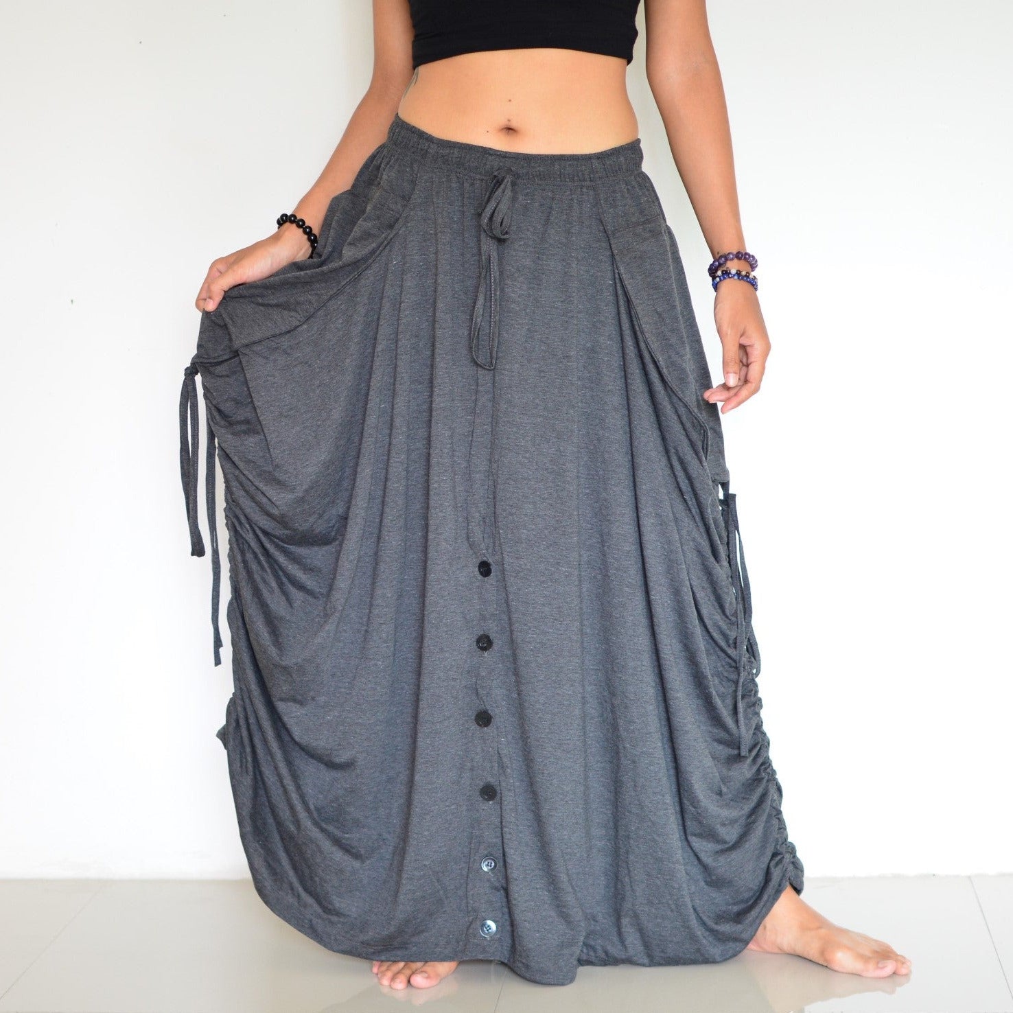 Solid Maxi Skirt with Pockets - All Sales Final | Salted Avenue