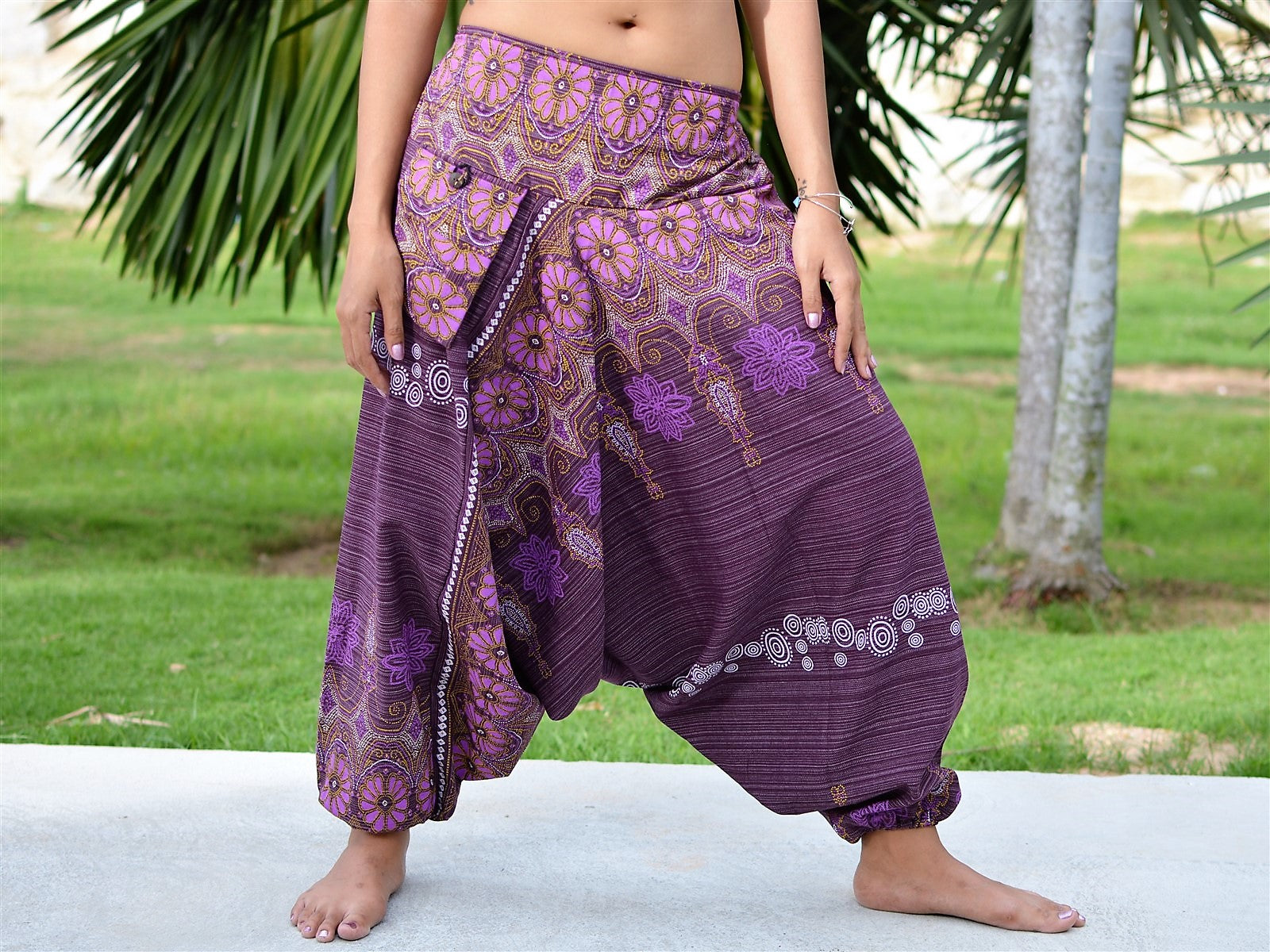 AvaCostume Pantaloni Harem Donna In Modal Viola – Morbidi E Larghi, Taglia M