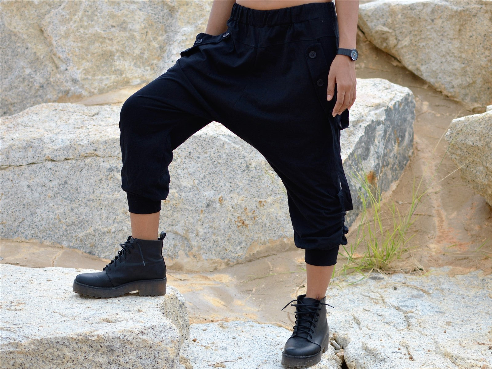 New Gothic Punk Men Women Baggy Drop Crotch Pants Japanese Loose Casual  Trousers | eBay